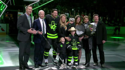 Stars Matt Duchene kids steal show during 1000 game celebration