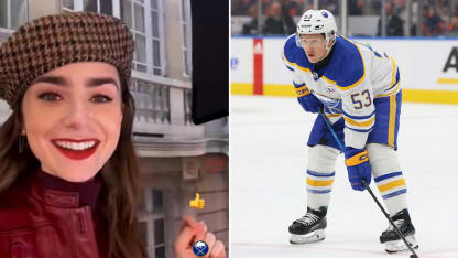 Jeff Skinner 1000th NHL game message from Lily Collins