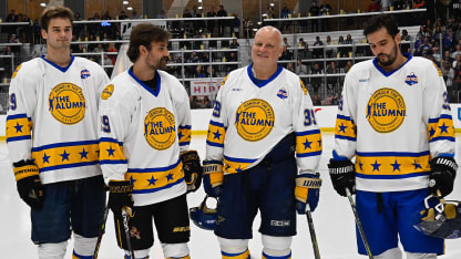 St Louis Blues alumni celebrities play in Puck Cancer chairty game 