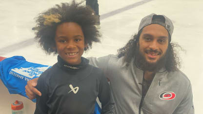 Jalen Chatfield connects with kids at camp hosted by Carolina Hurricanes