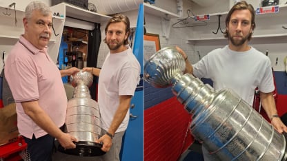 Kevin Stenlund  holding Cup with dad and solo split