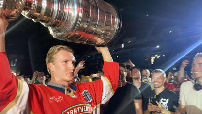 Anton Lundell day with Stanley Cup at Helsinki Ice Hall