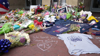 Columbus fans mourn death of Johnny Gaudreau at Nationwide Arena memorial