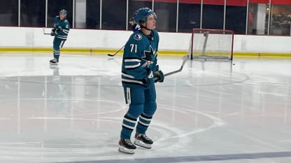 Macklin Celebrini first skate in San Jose Sharks uniform