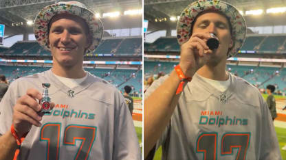 Matthew Tkachuk mini Stanley Cup Miami Dolphins game