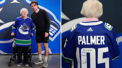 Quinn Hughes meets 105 year old Vancouver fan Dorothy Palmer