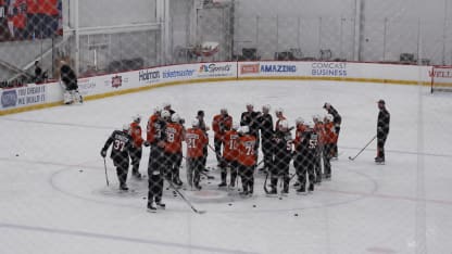 Guy Gaudreau addressing Flyers training camp