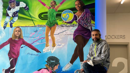 Mural de deportes invernales en una pista de patinaje de Maryland resalta la diversidad