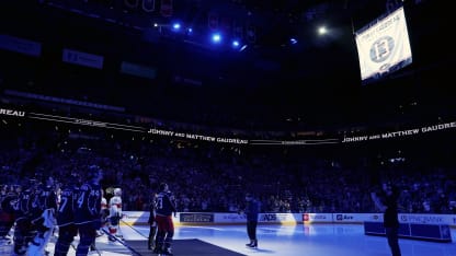 CBJ Gaudreau ceremony banner