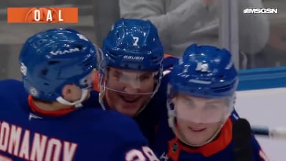 CAR@NYI: Tsyplakov scores goal against Pyotr Kochetkov