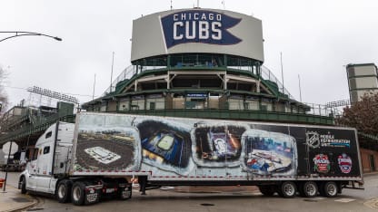 NHL Winter Classic ice truck arrival at Wrigley Field