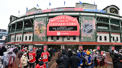 Fans outside Wrigley Field