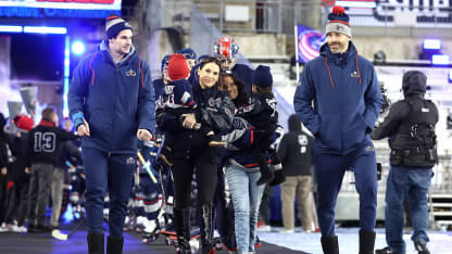 Gaudreau family leads Blue Jackets out before Stadium Series