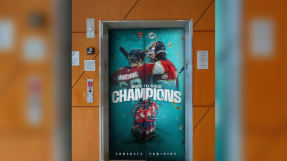 Miami Dolphins decorate elevator for Florida's Stanley Cup 2025 win