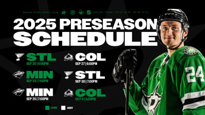 Dallas Stars announce 2025 preseason schedule 071425