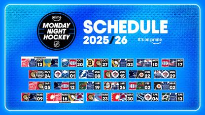 Amazon Prime Video 2025-26 Monday Night Hockey schedule