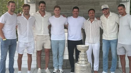 Brad Marchand day with Stanley Cup Sidney Crosby Nathan MacKinnon
