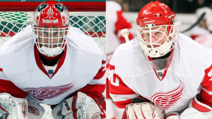 Hasek and Osgood DET split image helmet and cage