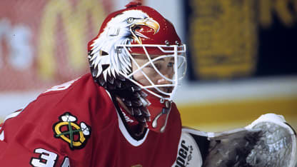 Ed Belfour Eagle mask with Chicago
