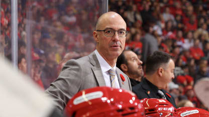 Head coach Ryan Huska of the Calgary Flames watches the game against the New Jersey Devils at the Scotiabank Saddledome on November 01, 2024 in Calgary, Alberta. (Photo by Gerry Thomas/2024 NHLI via Getty Images)
