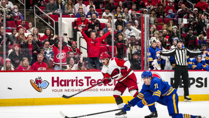 BUF@CAR: Jarvis scores empty-net goal