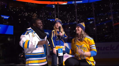 8-year old Jozie sings national anthem at Blues' HFC Night