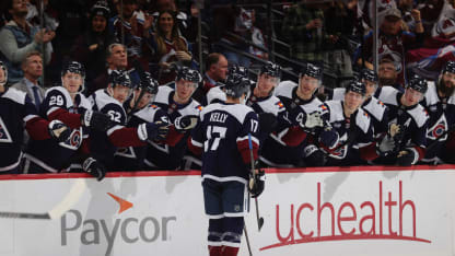WPG@COL: Kelly scores goal against Connor Hellebuyck
