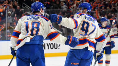 Hyman from McDavid for the score