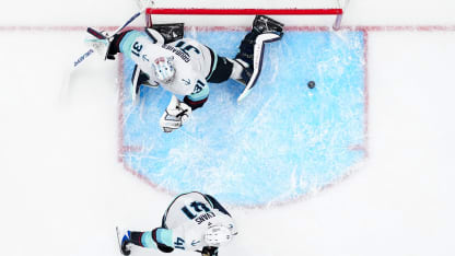 Grubauer robs Carcone with the pad