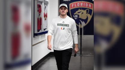 Matthew Tkachuk wears Miami Hurricanes football outfit