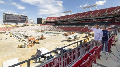 Stadium Series tent being built