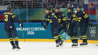 Elias Pettersson celebrates goal SWE