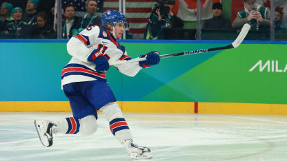 NHL EDGE stats Jack Hughes United States golden goal Olympics 2026
