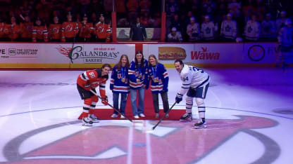 New Jersey Devils honor Team USA women gold medal puck drop