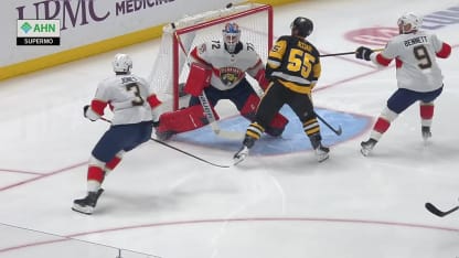 Acciari lifts one up and over Bobrovsky