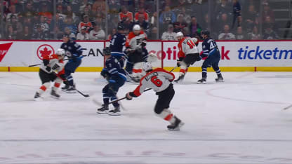 PHI@WPG: Sanheim scores goal against Connor Hellebuyck