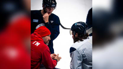 Alex Ovechkin visits Blue Jackets morning skate