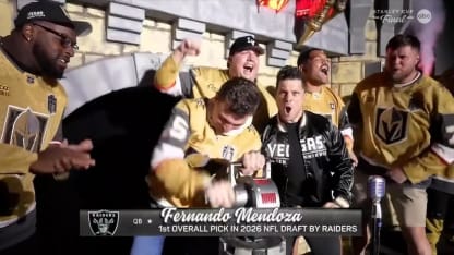Las Vegas Raiders Fernando Mendoza sounds siren Game 3 Stanley Cup Final