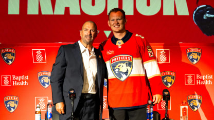 Tkachuk Zito press conference wearing jersey