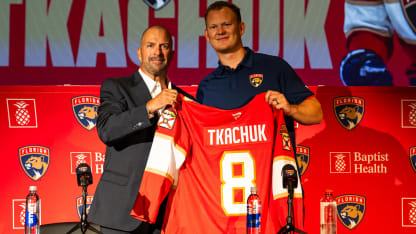 Tkachuk Zito press conference holding up jersey