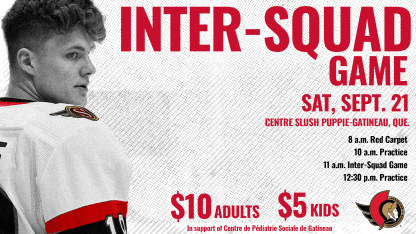 Ottawa Senators to play inter-squad game in Gatineau on September 21