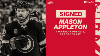 Red Wings sign Mason Appleton to two-year contract 