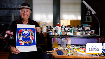 buffalo sabres 2025 native american heritage night logo peter jemison seneca