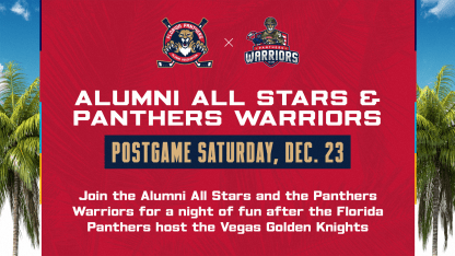 Florida Panthers to Host ‘Alumni All Stars and Panthers Warriors’ Game Immediately Following Panthers vs. Golden Knights on Dec. 23