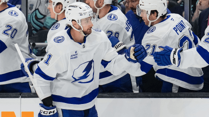 TBL@SEA: Cirelli scores goal against Philipp Grubauer