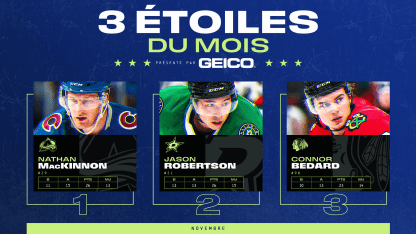 MacKinnon, Robertson et Bedard sont les trois étoiles de novembre