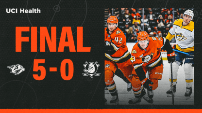 FINAL: Ducks Can't Find the Net in Defeat to Preds