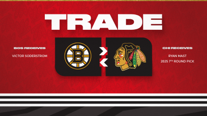 RELEASE: Blackhawks Acquire Ryan Mast and Draft Pick from Bruins