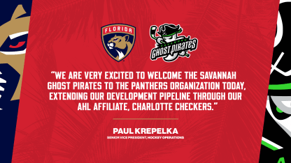 Florida Panthers Announce ECHL Affiliation with Savannah Ghost Pirates