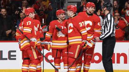 VGK@CGY: Klapka scores goal against Akira Schmid